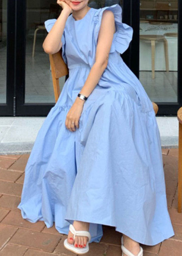 Women Beige Patchwork Cotton Dress Butterfly Sleeve